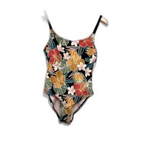 Hurley Women's One piece swimsuit size medium Hawaiian print black NWOT modest